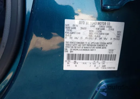 2011 Ford Edge Sel z USA, uszkodzony, nr VIN 2FMDK3JC6BBA14911